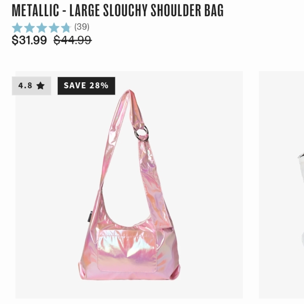 Thread Pink Metallic Large Slouchy Shoulder Bag